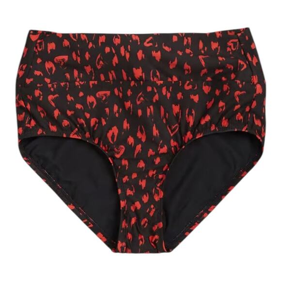 ModCloth NIP Clarice High-Waisted Bikini Bottom Black Red Cheetah Extra Small - Picture 12 of 13